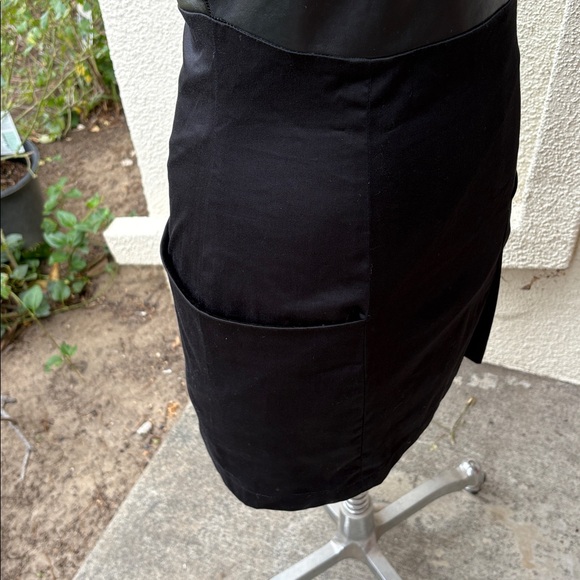 Sandra Weil stunning black dress w/ leather on top & wide pockets. Worn once - Picture 7 of 15